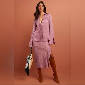 New! Free People Lucia Tie Top & Maxi Skirt Set in Nostalgia Rose XS